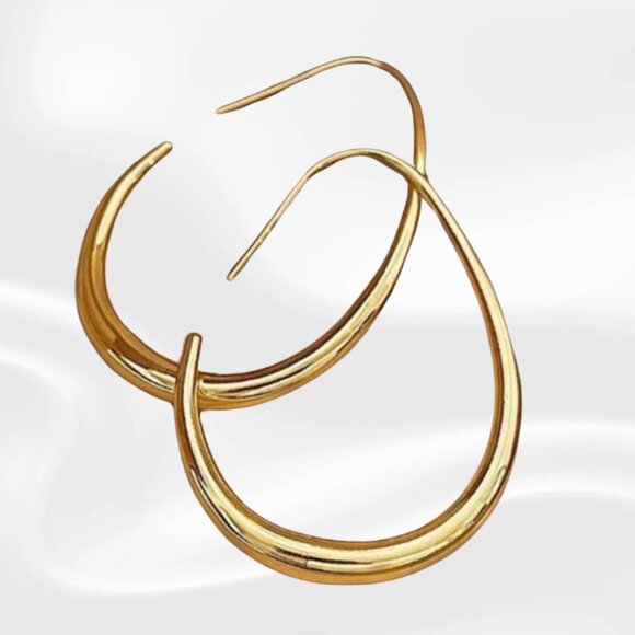 Jewelry - Gold U-Shaped Hoop Earrings | Teardrop Hoops | Minimalist Statement Jewelry
